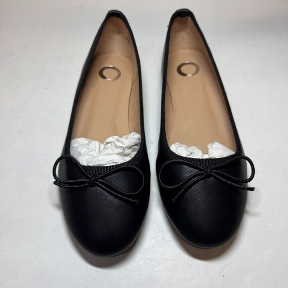 Journee Collection Womens 7 M Black Vika Bow Slip On Flats NIB HO9 - Picture 3 of 4